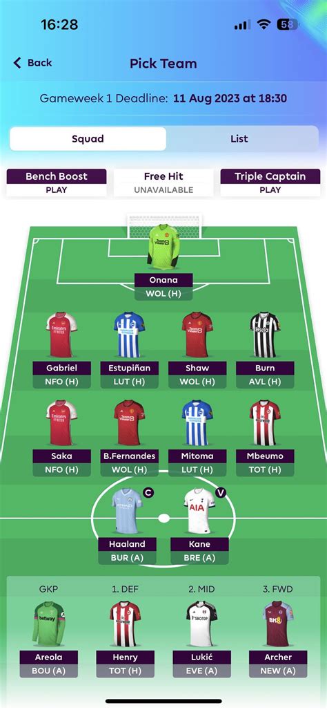 Rate my team, Looking for a couple changes to the starting 11 and ...