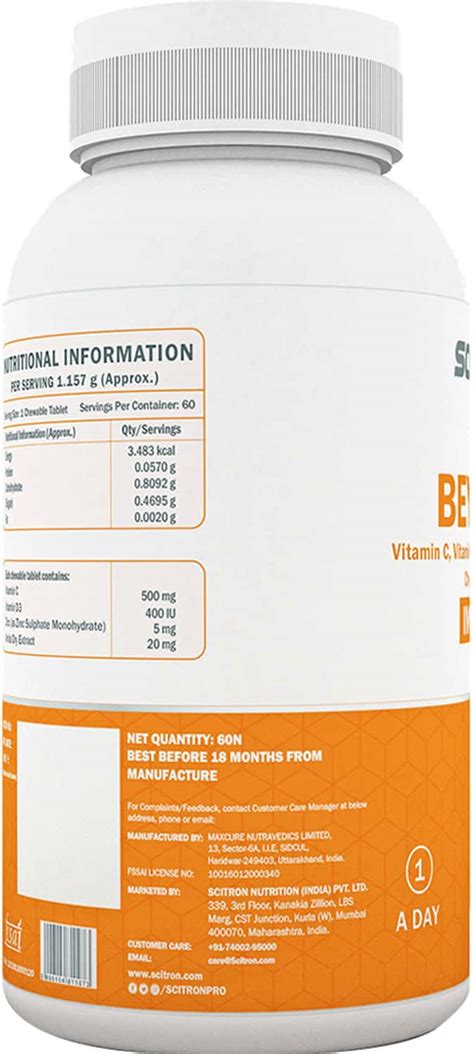 Buy SCITRON BEYOND C (VIT C, VIT D3 WITH ZINC & AMLA EXTRACT, SUPPORTS ...