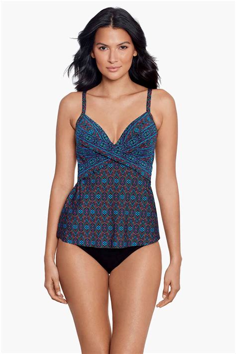 Miraclesuit Tankini Swimwear Plus Size Peephole Tankini Top In Topkapi