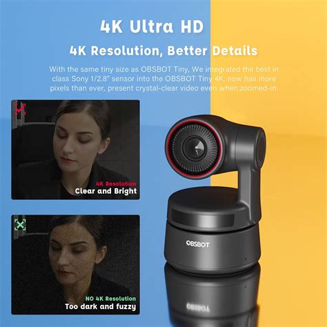 Buy PERGEAR Obsbot Tiny 4K PTZ Webcam, Obsbot Tiny Upgraded with 4K ...