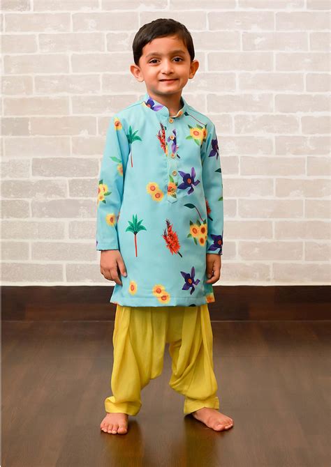 Floral Printed Kurta With Yellow Patiala – Lil Angels