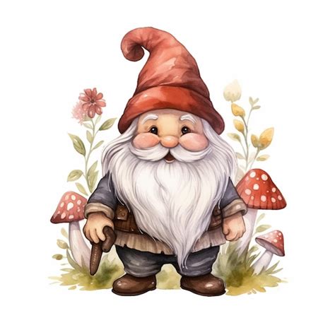 A drawing of a gnome with mushrooms and mushrooms | Premium AI ...