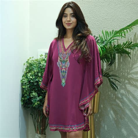 Wine Silk Embellished Tunic – First Resort by Ramola Bachchan