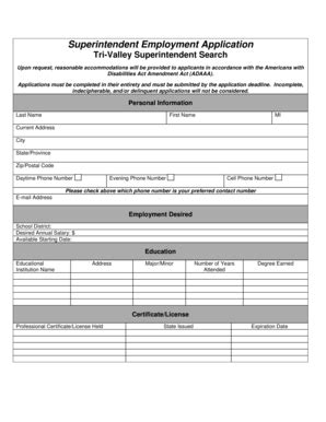 Fillable Online tri-valley k12 sd Superintendent Employment Application ...