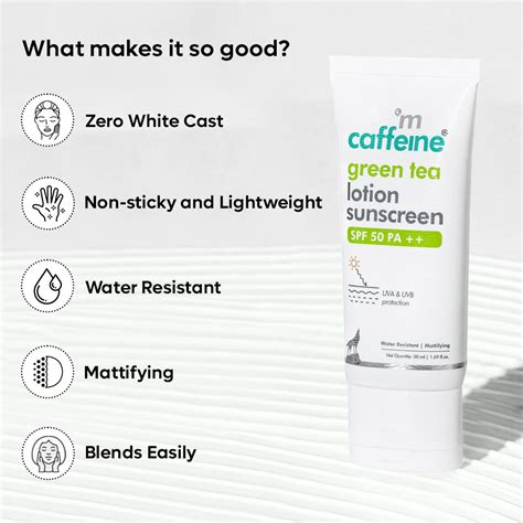 mCaffeine Green Tea Lotion Sunscreen SPF 50 PA
