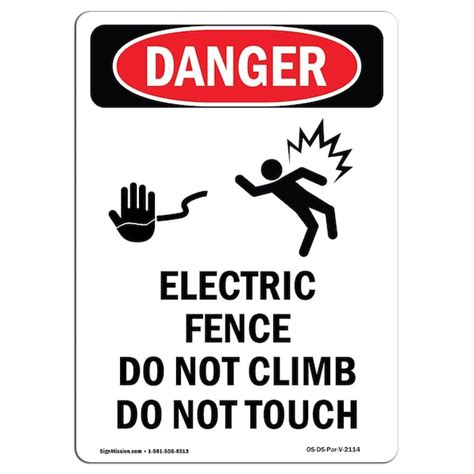 Signmission Safety Sign, OSHA Danger, 24" Height, Electric Fence Do ...