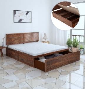 Home Edge Jacob Sheesham Solid Wood King Drawer Bed Price in India ...