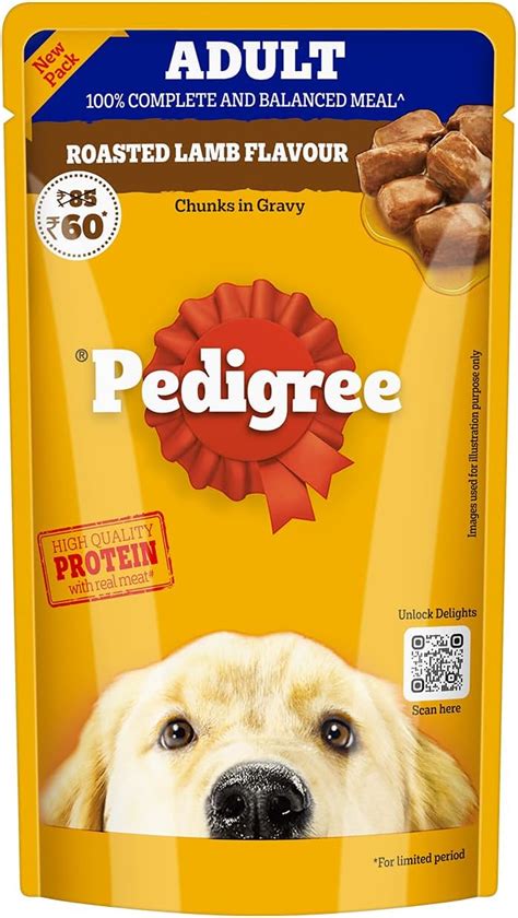 Pedigree Adult Wet Dog Food, Roasted Lamb Flavour Chunks in Gravy, 130 ...