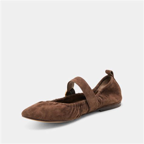 Caely Dk Brown Suede Ballet Flats | Dolce Vita