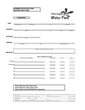 Fillable Online Water Park Pass Form - E-Gov Link Fax Email Print ...