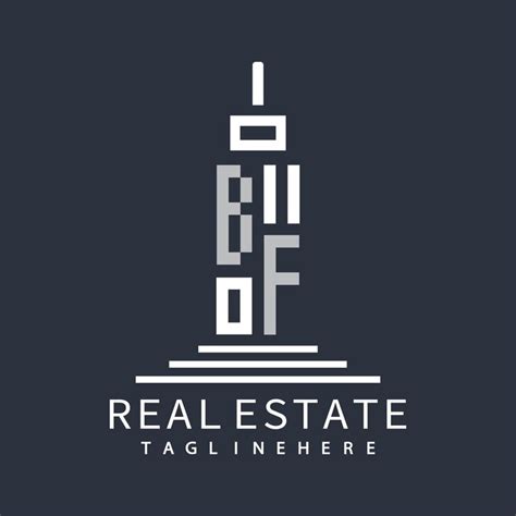 Bf initial monogram logo for real estate with building shape creative ...