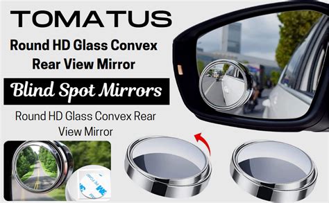 TOMATUS® Blind Spot Mirror, Round HD Glass Convex Rear View Mirror, 360 ...