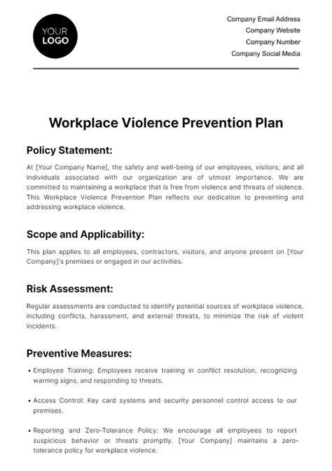 Free Workplace Safety Plan Templates, Editable and Printable