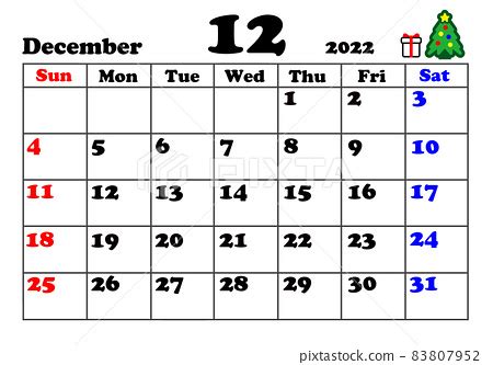 2022 年 12 月日曆-插圖素材 [83807952] - PIXTA圖庫