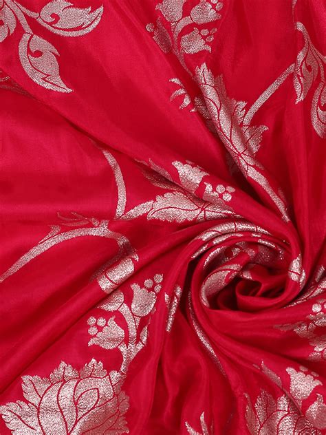 Red Banarasi Dola Silk Fabric – Tirumala Designers