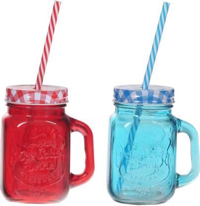 ZIDO 2 Pcs. Multi-Color Glass Mason Jar with Colorful Lid and Re-Usable ...