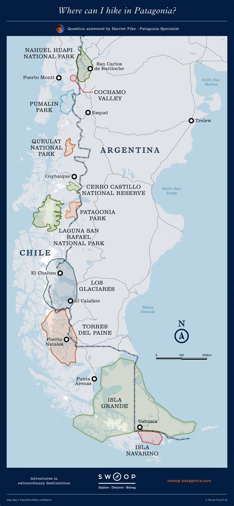 Map of Hiking Trails in Patagonia