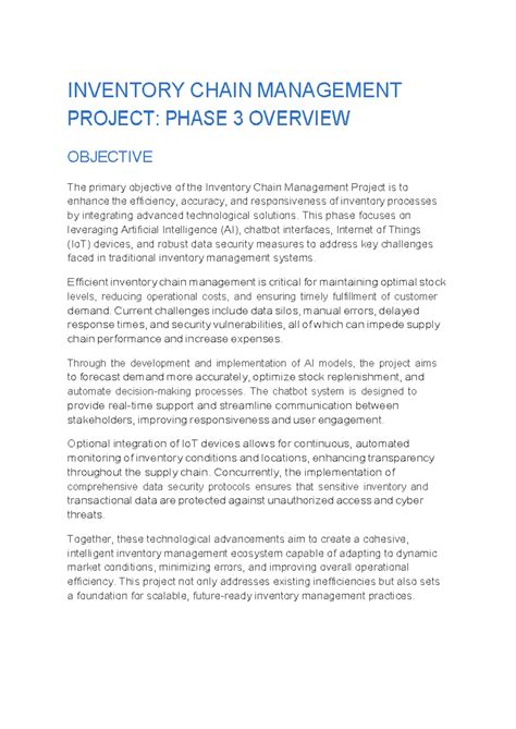 Inventory Chain Management Project: Phase 3 AI & IoT Integration ...