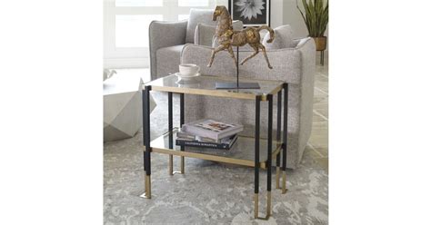 Uttermost 25138 Kentmore 28" Wide Urban Modern Gold and Black End Table ...
