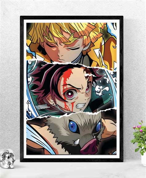 Demon Slayer Trio || Zenitsu, Tanjiro & Inosuke Dynamic Anime Poster ...