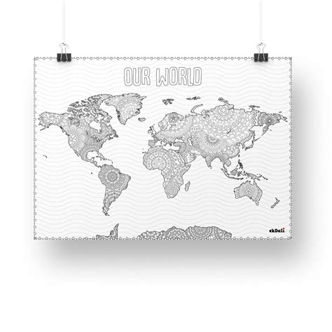 EKDALI Giant Colouring Mandala world map wall poster big size | world ...