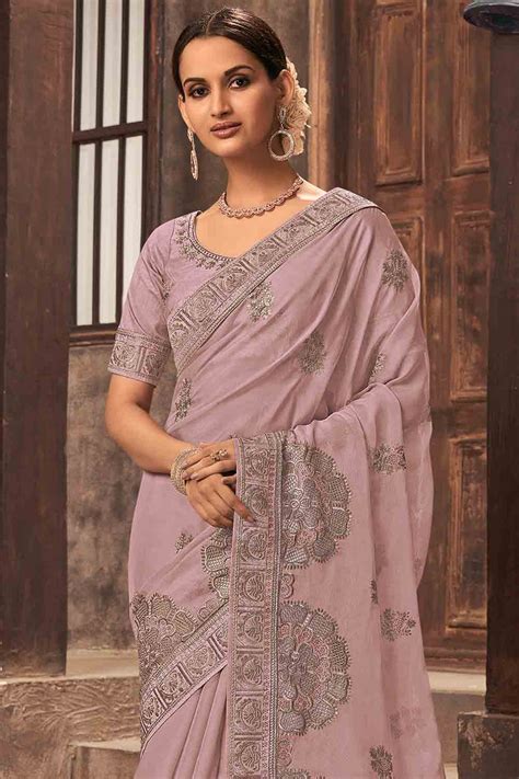 Buy Baby Pink Oraganza Saree online-Karagiri
