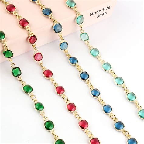 Buy 6MM Cushion Shape Hydro Quartz Gold Plated Rosary Chains, Checker ...