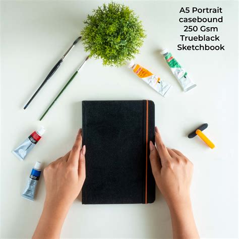 True Black Paper Sketchbook, Size A5,250GSM Portrait, CASEBOUND ...