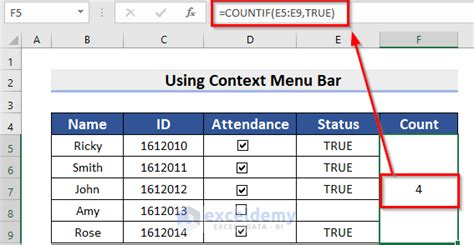 Image result for How to Count Checked Checkboxes in Excel