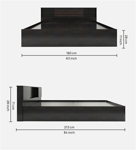 Osaka Queen Size Bed in Wenge Coour with Box Storage
