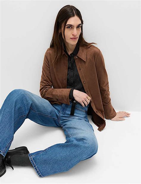 Buy Faux Suede Collared Fitted Shirt at Marks & Spencer