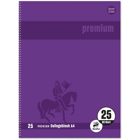 Collegeblock Staufen Premium A4 Violett Lin 25 mit Rand Liniert 80 Bl ...