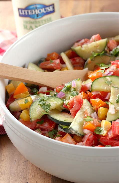 Creamy Ranch Tomato Cucumber Salad - A Kitchen Addiction