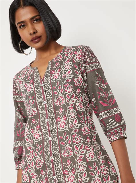 Buy Women Floral Print Notch Neck Kurti Online at just Rs. 499.0 ...