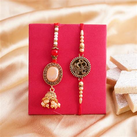 Send Antique Couple Rakhi with Kaju Katli Sweets Online - RKH21-99069 ...