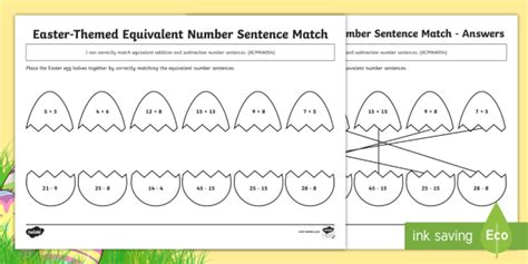 Year 3 Easter-Themed Equivalent Number Sentence Match Differentiated