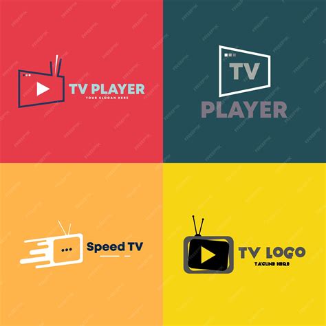 Tv logo set design template vector | Premium Vector