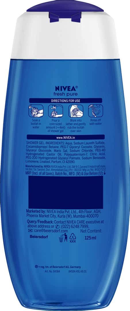 Buy NIVEA SHOWER GEL FRESH PURE BODY WASH - 125 ML Online & Get Upto 60 ...