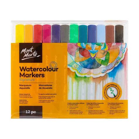 Mont Marte Signature Watercolor Markers Tri Grip, 12 Pieces