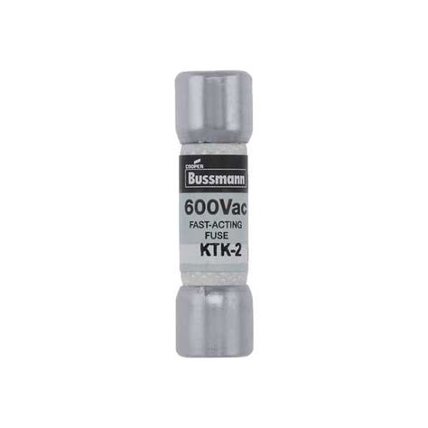 BUSSMANN 2A Midget Fuse, 600V AC Fast-Acting, Cylindrical - KTK-2