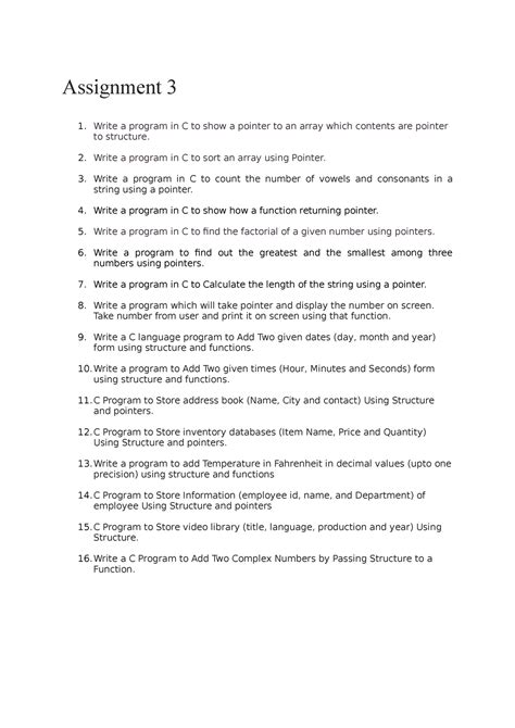 Assignment 3 - Write a program in C to sort an array using Pointer ...