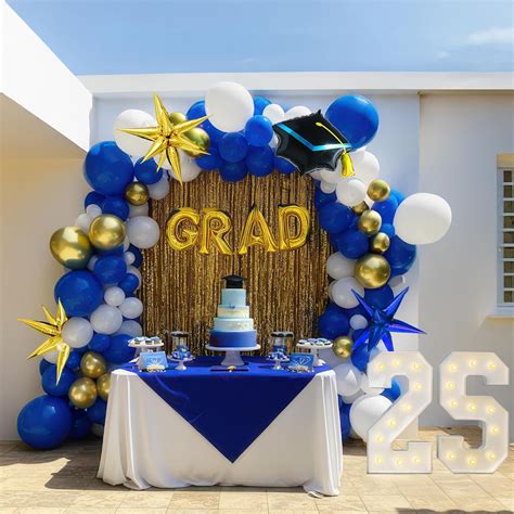 Froufing Royal blue and Gold graduations balloon Garland Arch India | Ubuy