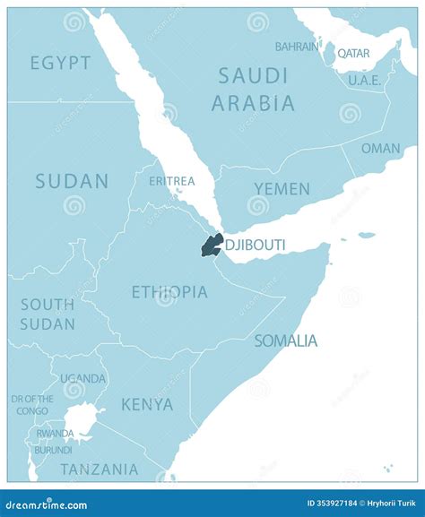 Djibouti Blue Low Poly Map With Capital Djibouti Vector Illustration | CartoonDealer.com #136433976