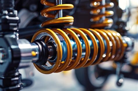 Closeup of a gold shock absorber on a car | Premium AI-generated image