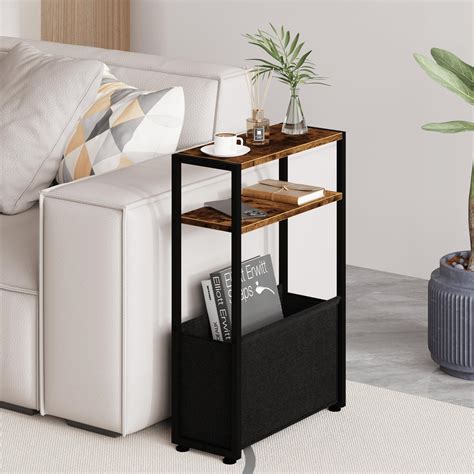 Amazon.com: Leomonio Narrow Side Table, Slim End Tables with Fabric Basket, Skinny Table for ...