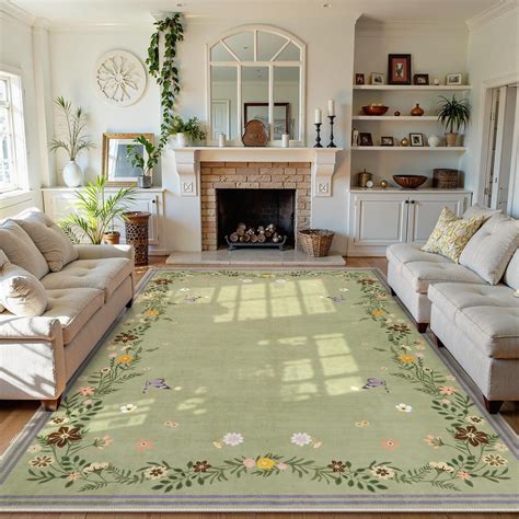 Amazon.com: Beeiva Floral 8x10 Sage Green Area Rugs for Living Room ...