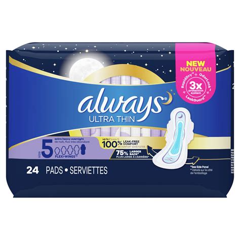 Always Ultra Thin Overnight Pads, Winged, Unscented, Size 5, 24 Ct HSA ...