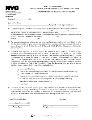 Hpd Affidavit In Lieu Of Registration Form - Fill Online, Printable ...