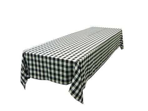 LTC LINENS 60 in. x 102 in. Black and White Checkered Rectangular ...
