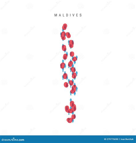 Maldives Population Map. Stick Figures Maldivian People Map. Pattern of Men and Women. Flat ...